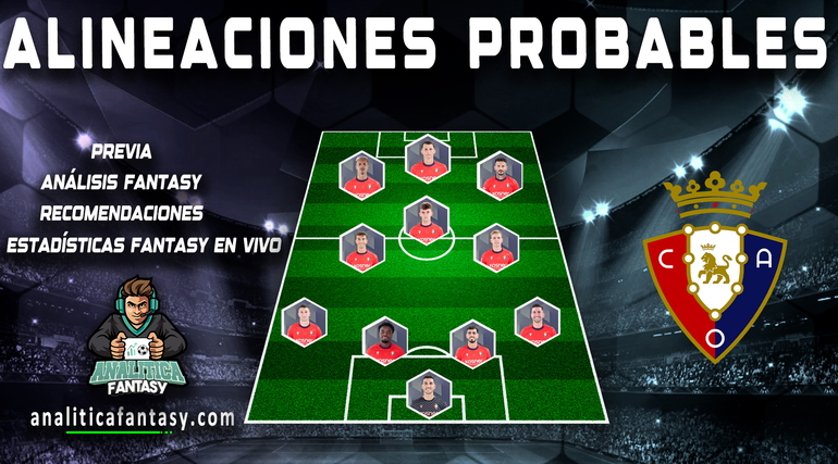 Imagen de la noticia: Osasuna: Alineación probable actualizada de la Jornada 18