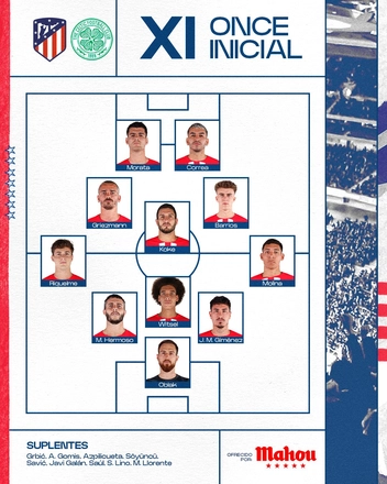 Imagen de la noticia: Giménez se cuela en el once del Cholo: Savic, suplente