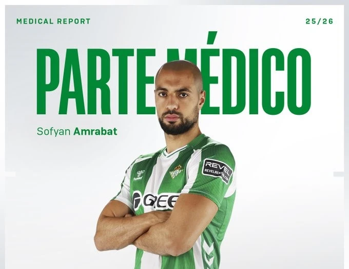 Oficial: Parte médico de Sofyan Amrabat, operado del tobillo