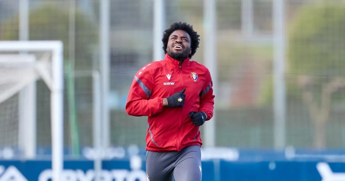 Portada de Boyomo regresa al entrenamiento del Osasuna para la Jornada 26