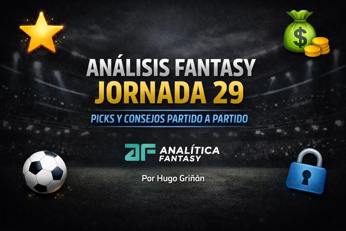 Portada de Análisis Fantasy de Hugo Griñan - Jornada 29: mejores jugadores, chollos y claves partido a partido