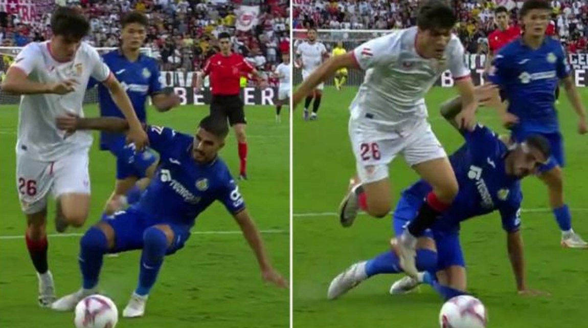 Expulsión a Juanlu en la victoria del Sevilla contra Getafe