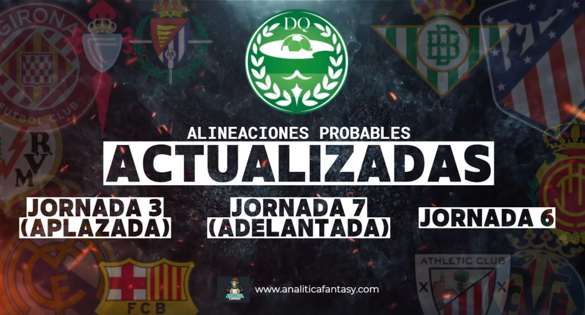 Portada de Actualizadas las alineaciones probables de la jornada 6 con las últimas novedades