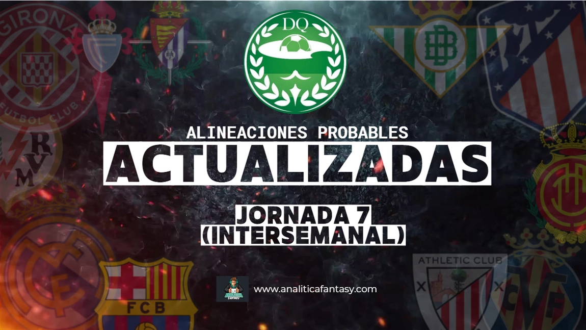 Portada de Alineaciones probables actualizadas para la jornada intersemanal