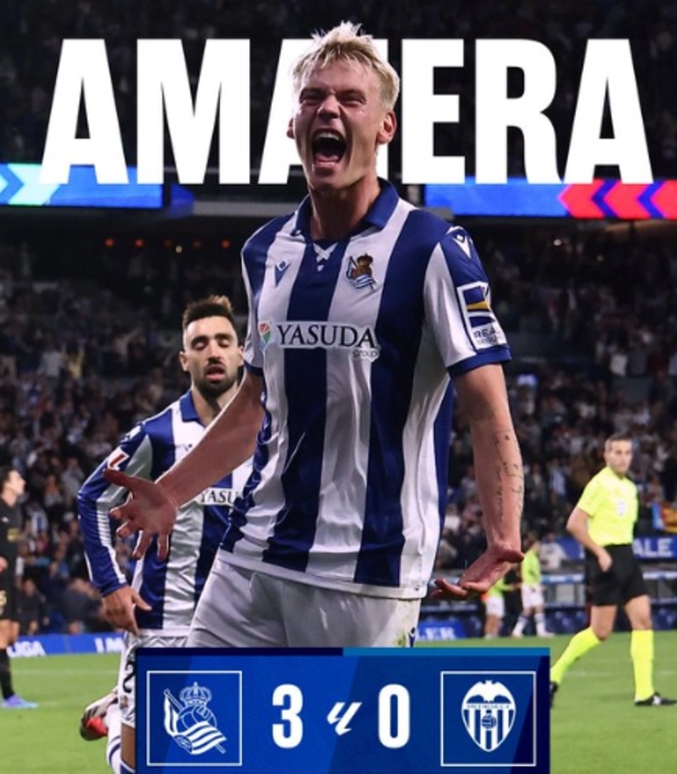 La Real Sociedad vence a un Valencia en el descenso