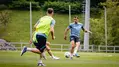 Sin Guedes, van fijos Oyarzabal, Barrene liderando el ataque de la Real Sociedad, entrenamiento