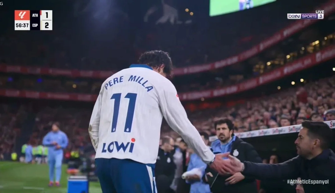 Pere Milla sale lesionado del Espanyol - Athletic Club
