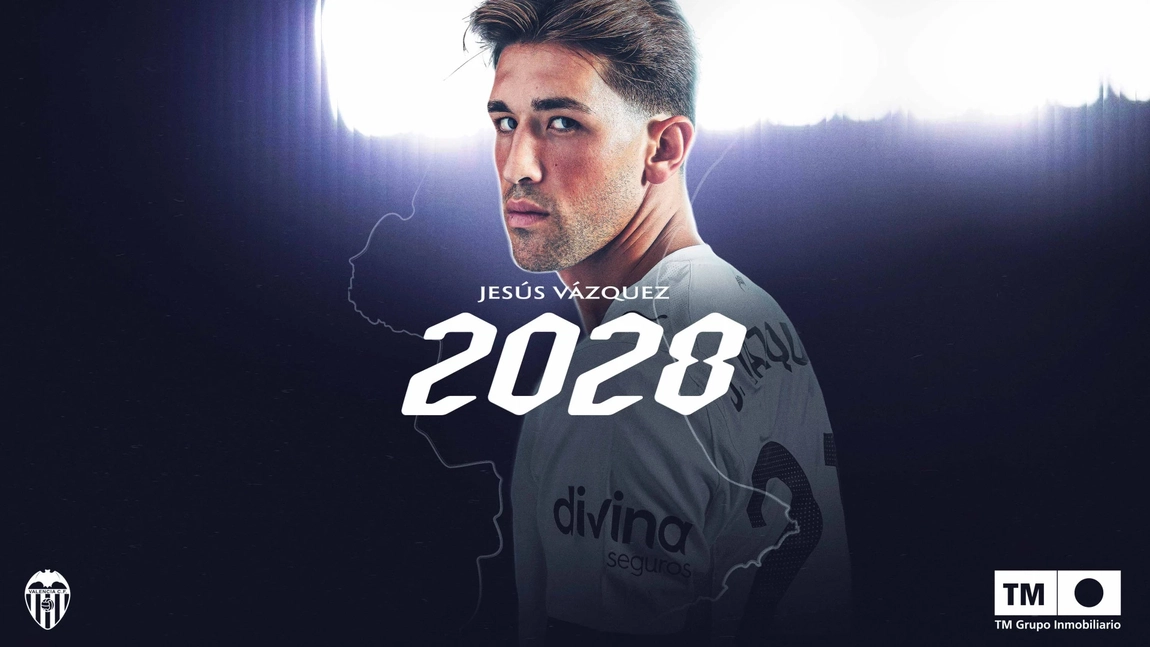 Oficial: El Valencia CF renueva a Jesús Vazquez hasta 2028