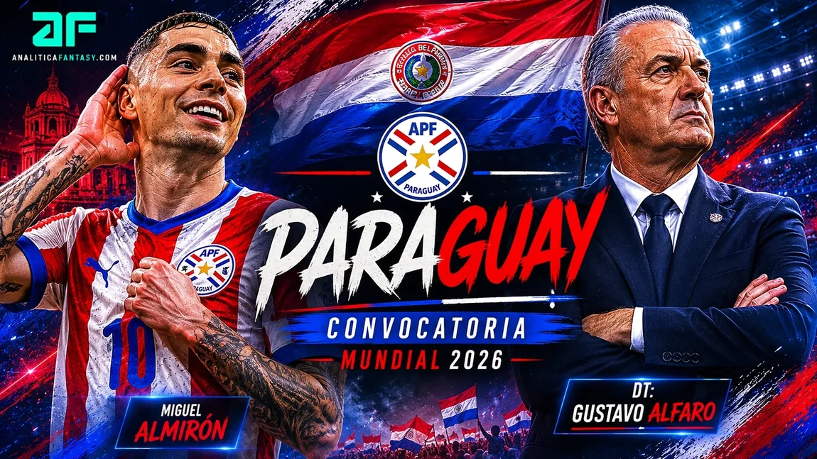 Infografía oficial con la convocatoria de Paraguay para el Mundial 2026 firmada por Gustavo Alfaro