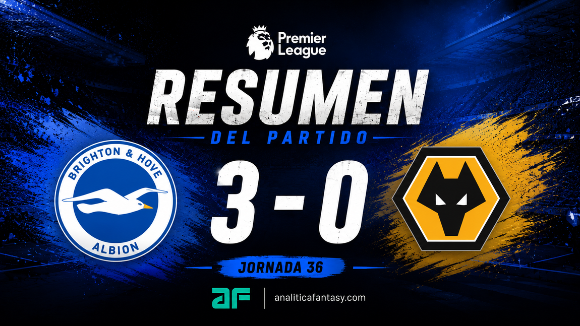 Brighton 3-0 Wolves: crónica de la jornada 36 en la Premier League