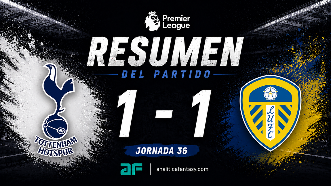 Portada de Tottenham 1-1 Leeds: crónica de la jornada 36 en la Premier League