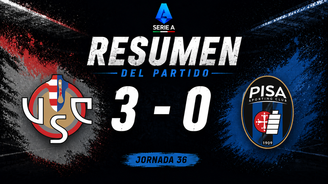 Cremonese 3-0 Pisa: crónica de la jornada 36 en la Serie A