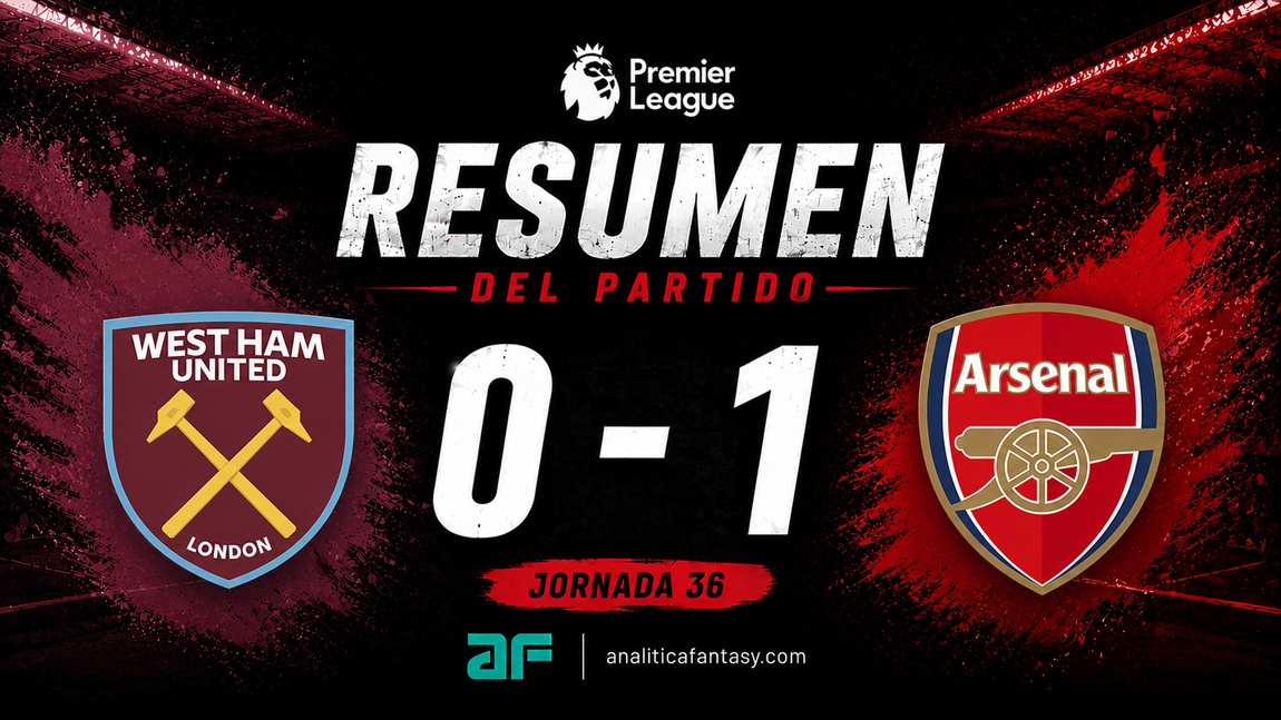 Portada de West Ham 0-1 Arsenal: crónica de la jornada 36 en la Premier League